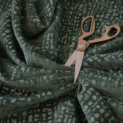 Tela Semi Plain Soft Textured Chenille Upholstery Fabric In Green CTR-1862