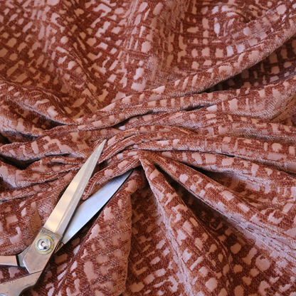 Tela Semi Plain Soft Textured Chenille Upholstery Fabric In Orange CTR-1866