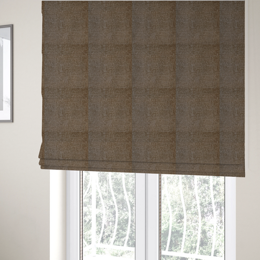 Tela Semi Plain Soft Textured Chenille In Mocha Brown Upholstery Fabric CTR-1870 - Roman Blinds