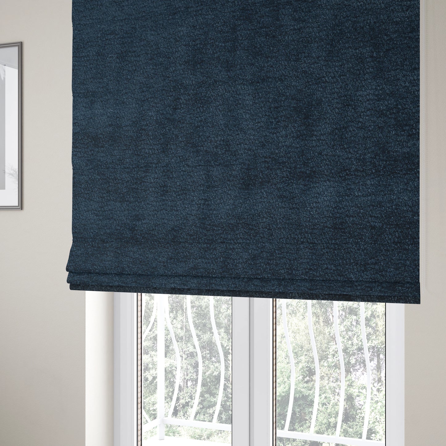 Goa Plain Chenille Soft Textured Navy Blue Colour Upholstery Fabric CTR-1870 - Roman Blinds