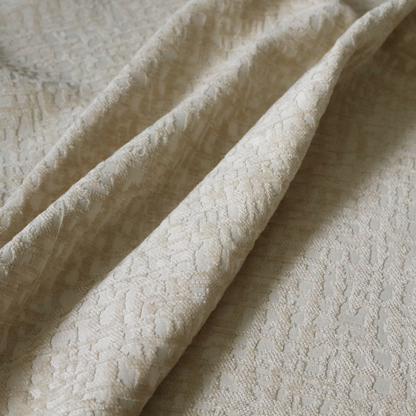 Tela Semi Plain Soft Textured Chenille In Cream Upholstery Fabric CTR-1874