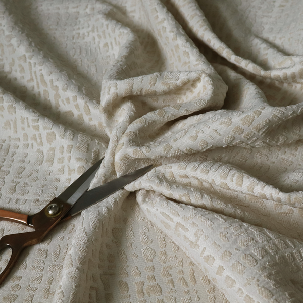 Tela Semi Plain Soft Textured Chenille In Cream Upholstery Fabric CTR-1875