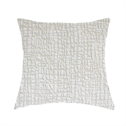 Tela Semi Plain Soft Textured Chenille In White Upholstery Fabric CTR-1876 - Handmade Cushions