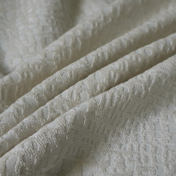 Tela Semi Plain Soft Textured Chenille In White Upholstery Fabric CTR-1876