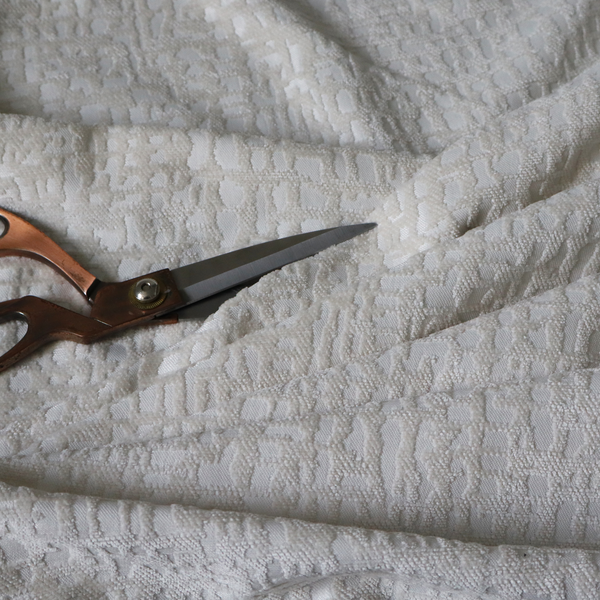 Tela Semi Plain Soft Textured Chenille In White Upholstery Fabric CTR-1876