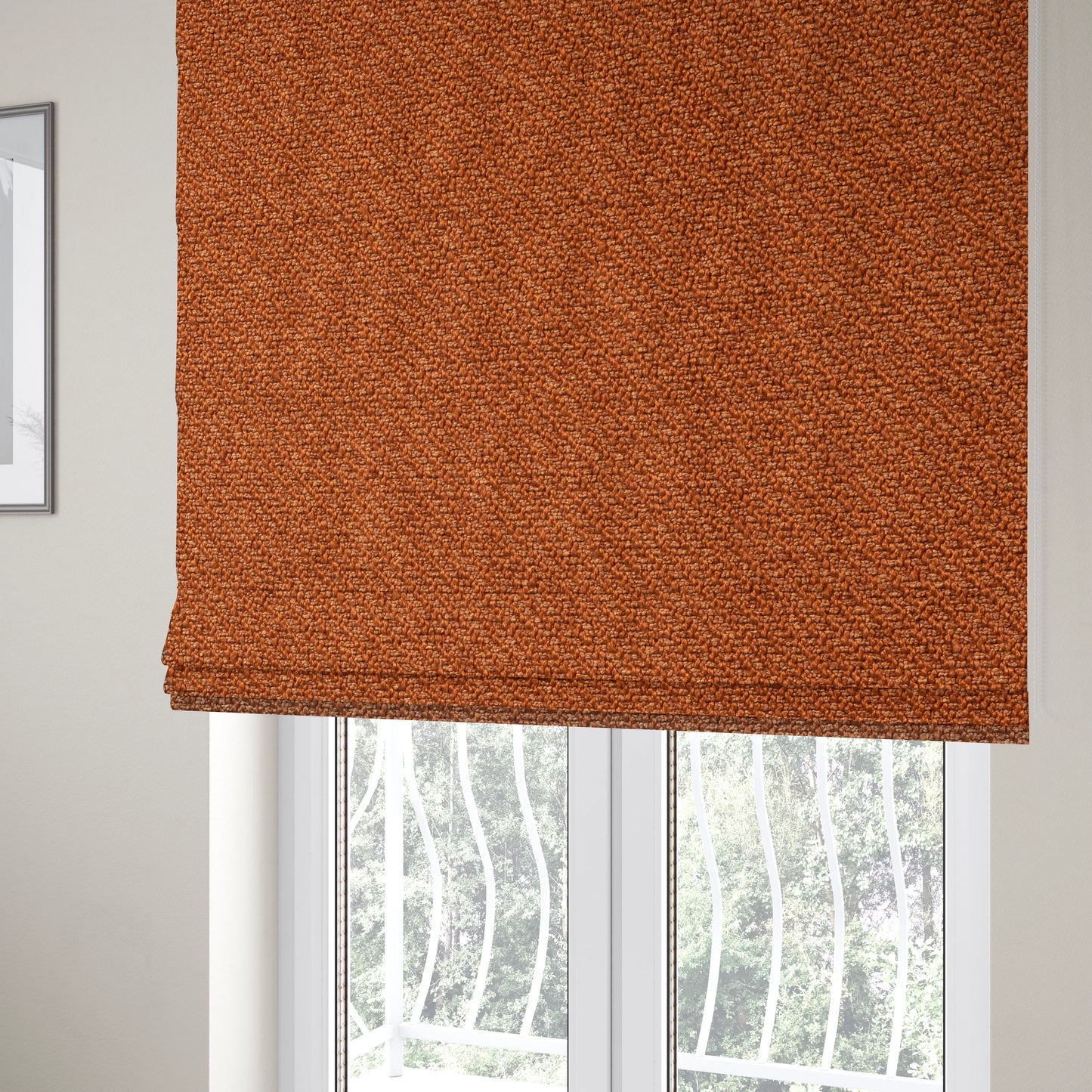 Cyprus Plain Textured Weave Orange Colour Upholstery Fabric CTR-1876 - Roman Blinds