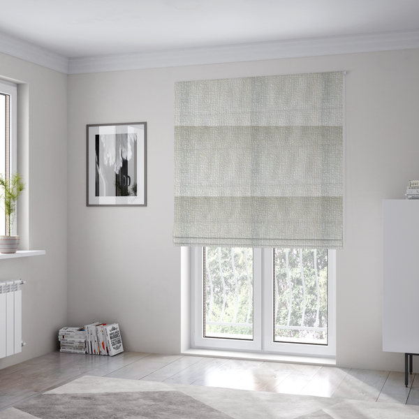 Tela Semi Plain Soft Textured Chenille In White Upholstery Fabric CTR-1876 - Roman Blinds