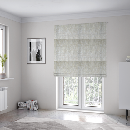 Tela Semi Plain Soft Textured Chenille In White Upholstery Fabric CTR-1876 - Roman Blinds