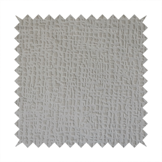Tela Semi Plain Soft Textured Chenille In White Upholstery Fabric CTR-1877