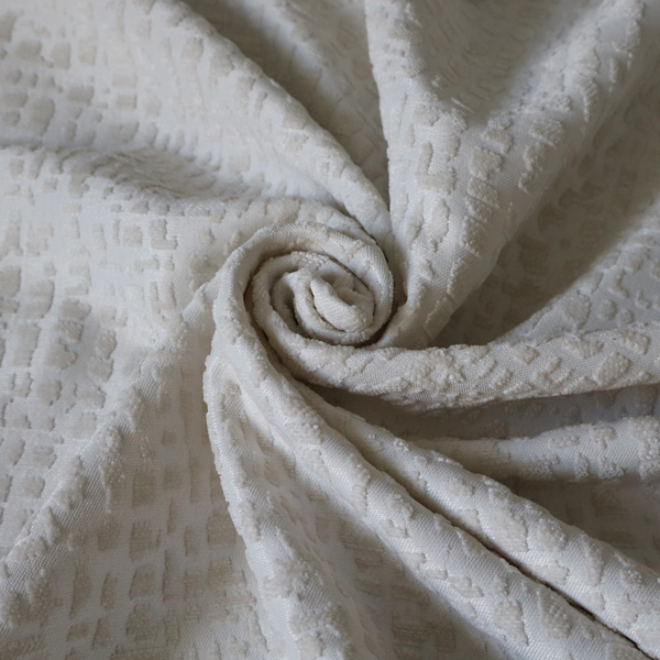 Tela Semi Plain Soft Textured Chenille In White Upholstery Fabric CTR-1877