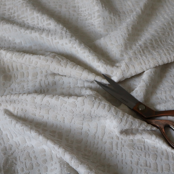 Tela Semi Plain Soft Textured Chenille In White Upholstery Fabric CTR-1877