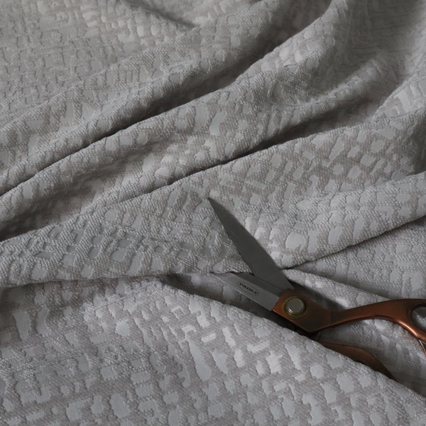 Tela Semi Plain Soft Textured Chenille In Silver Upholstery Fabric CTR-1878