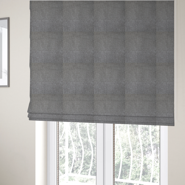 Tela Semi Plain Soft Textured Chenille In Silver Upholstery Fabric CTR-1878 - Roman Blinds