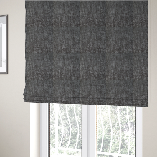 Tela Semi Plain Soft Textured Chenille In Dark Grey Upholstery Fabric CTR-1882 - Roman Blinds