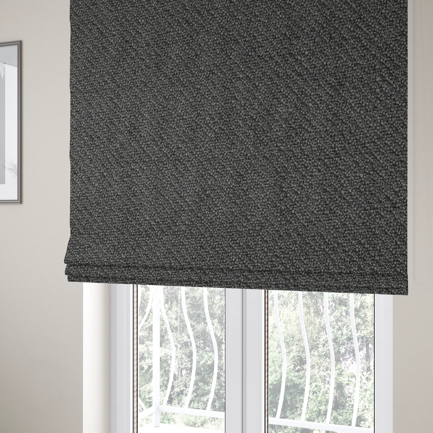 Cyprus Plain Textured Weave Charcoal Grey Colour Upholstery Fabric CTR-1882 - Roman Blinds