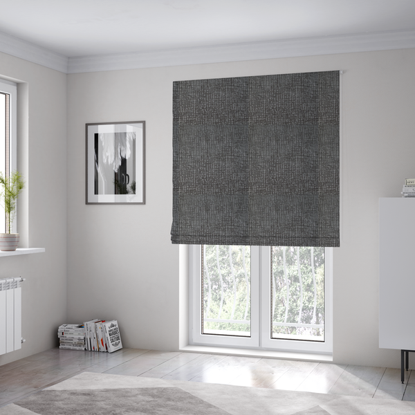 Tela Semi Plain Soft Textured Chenille In Dark Grey Upholstery Fabric CTR-1882 - Roman Blinds