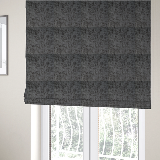 Tela Semi Plain Soft Textured Chenille In Dark Grey Upholstery Fabric CTR-1883 - Roman Blinds
