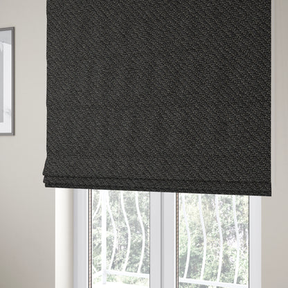 Cyprus Plain Textured Weave Black Colour Upholstery Fabric CTR-1883 - Roman Blinds