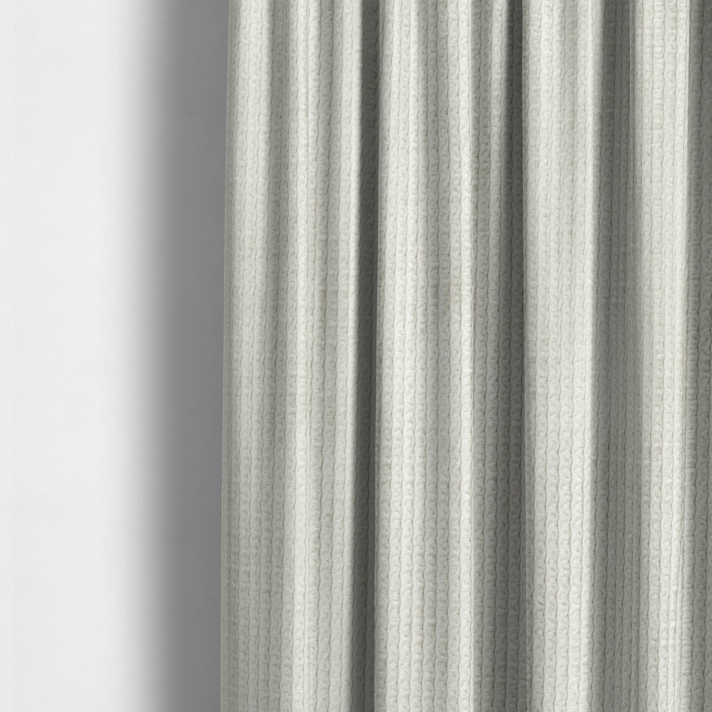 Oslo Plain Textured Corduroy White Colour Upholstery Fabric CTR-1884 - Made To Measure Curtains