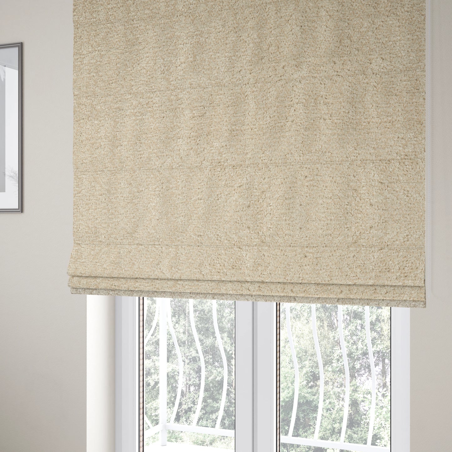 Hoover Boucle Recycled PET Material Cream Colour Upholstery Fabric CTR-1903 - Roman Blinds