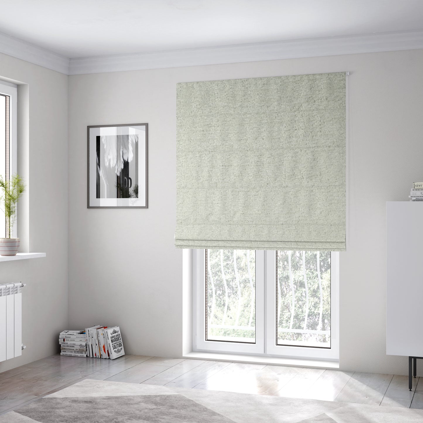 Hoover Boucle Recycled PET Material Off White Colour Upholstery Fabric CTR-1905 - Roman Blinds