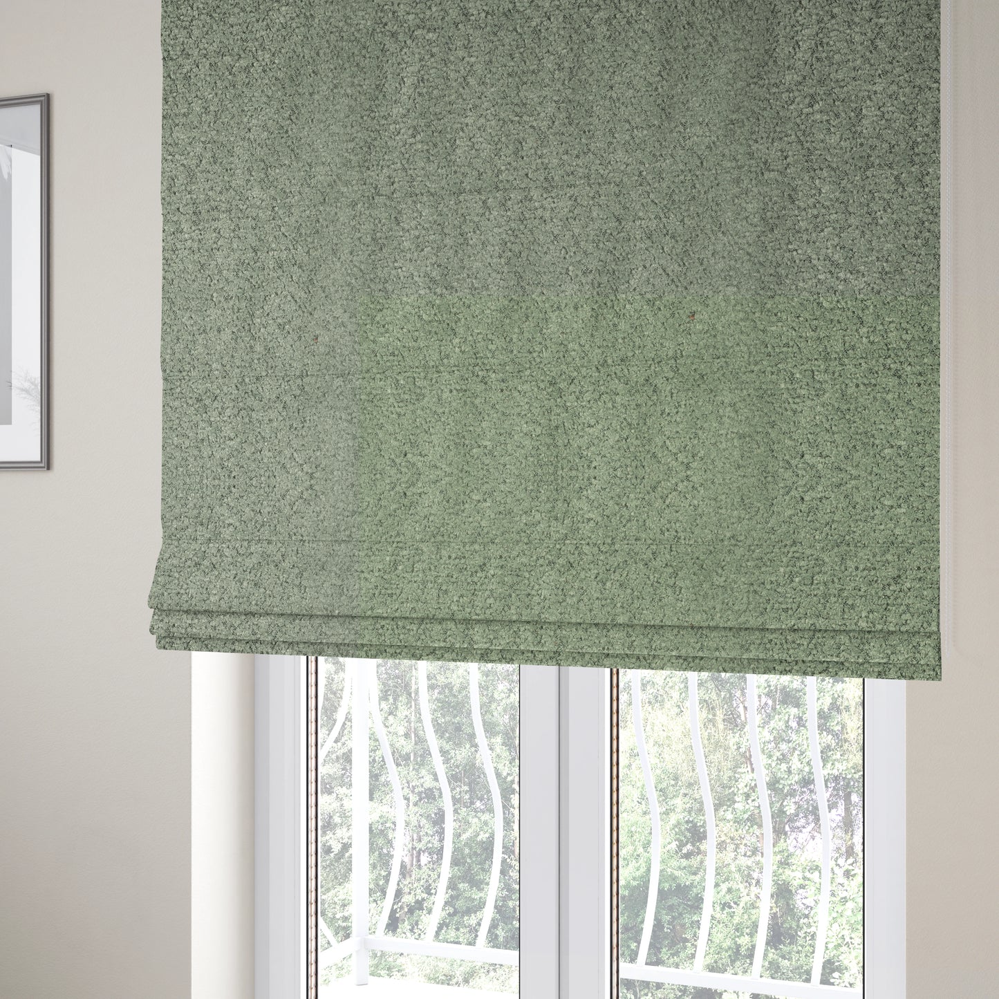 Hoover Boucle Recycled PET Material Jade Green Colour Upholstery Fabric CTR-1910 - Roman Blinds