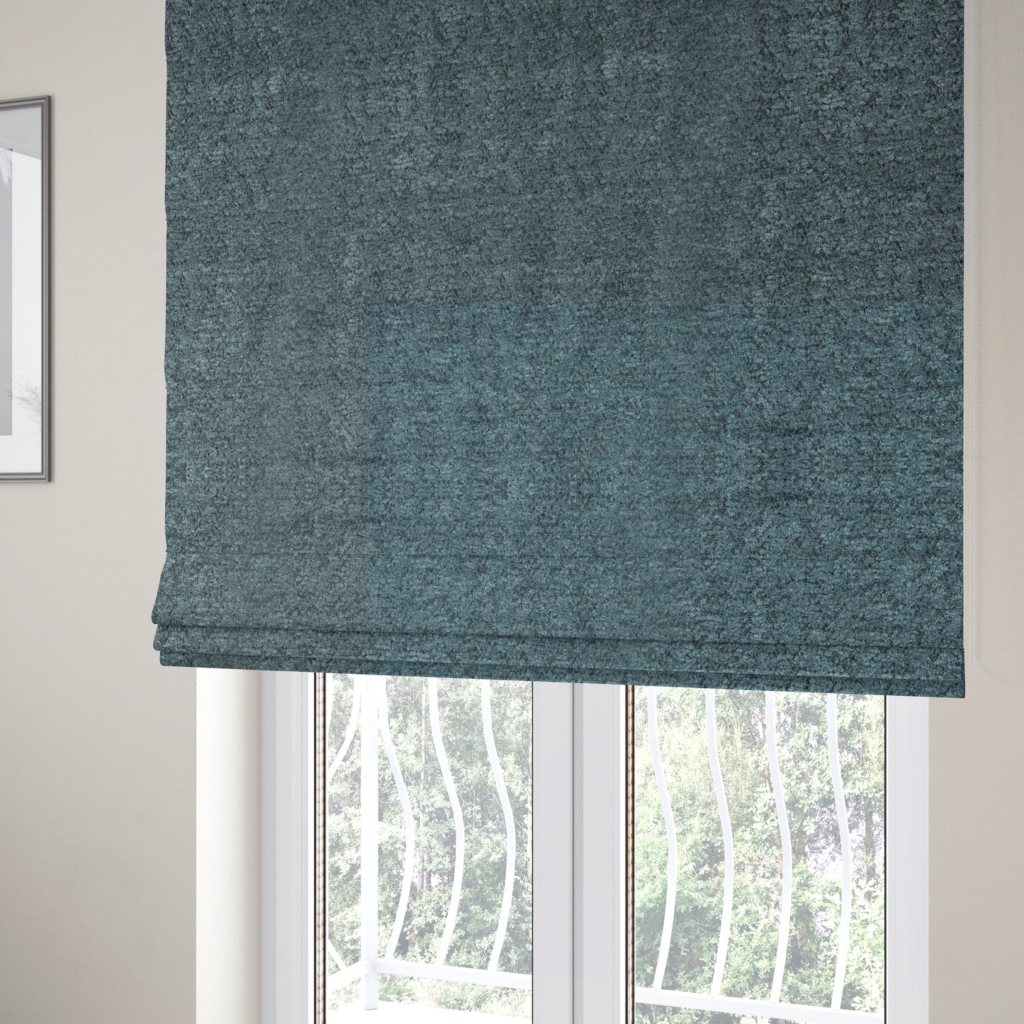 Hoover Boucle Recycled PET Material Blue Colour Upholstery Fabric CTR-1913 - Roman Blinds