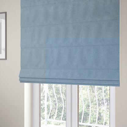 Dhaka Plain Suede Light Blue Colour Upholstery Fabric CTR-1917 - Roman Blinds