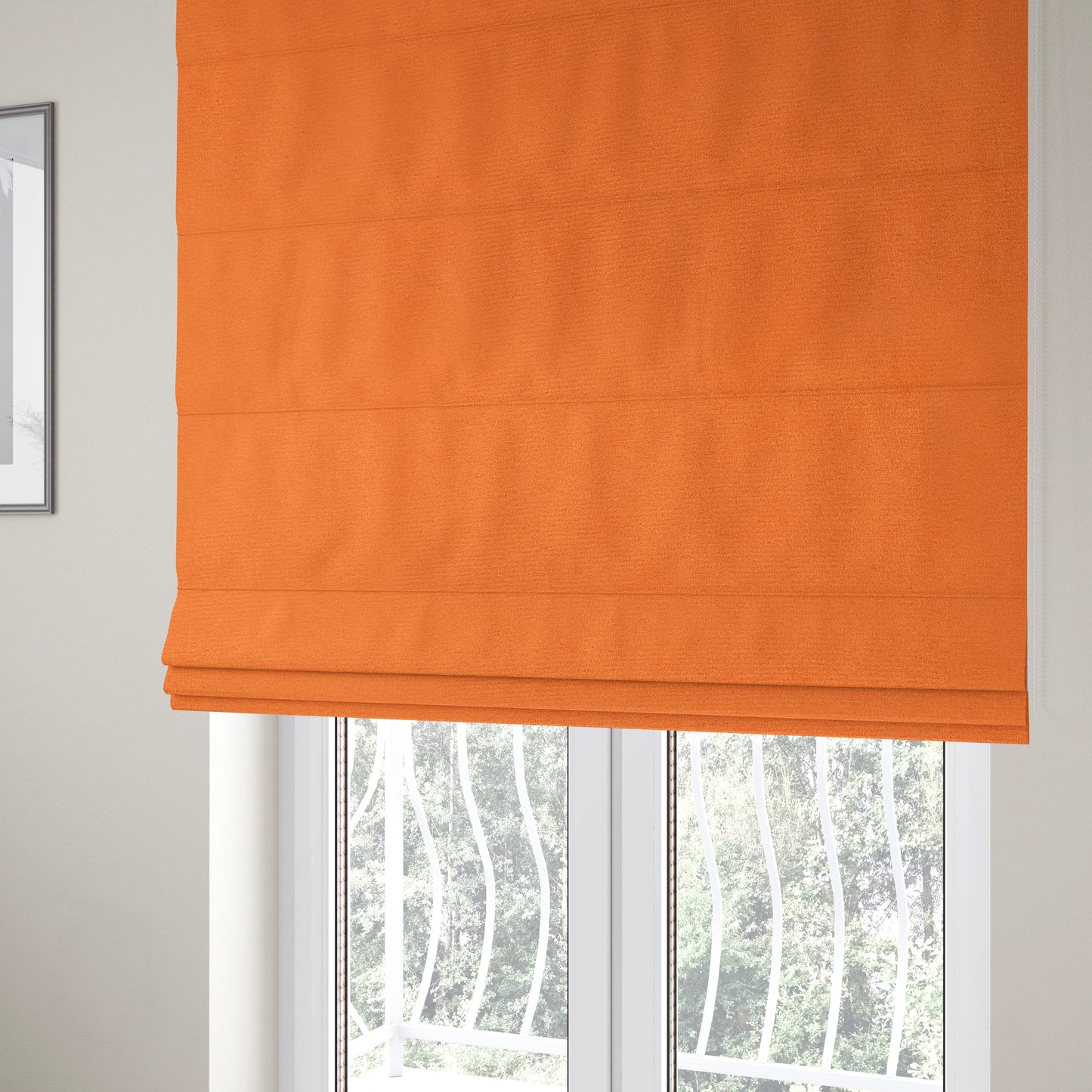 Dhaka Plain Suede Orange Colour Upholstery Fabric CTR-1920 - Roman Blinds