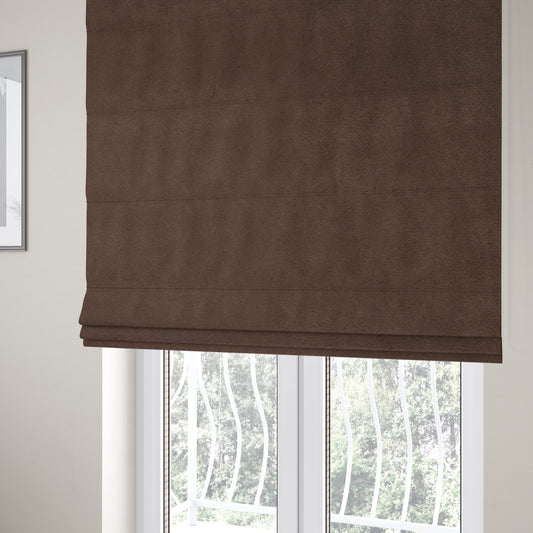 Dhaka Plain Suede Brown Colour Upholstery Fabric CTR-1921 - Roman Blinds