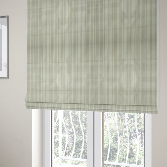 Oman Printed Velour Velvet Stripe Pattern Cream Colour Upholstery Fabric CTR-1930 - Roman Blinds