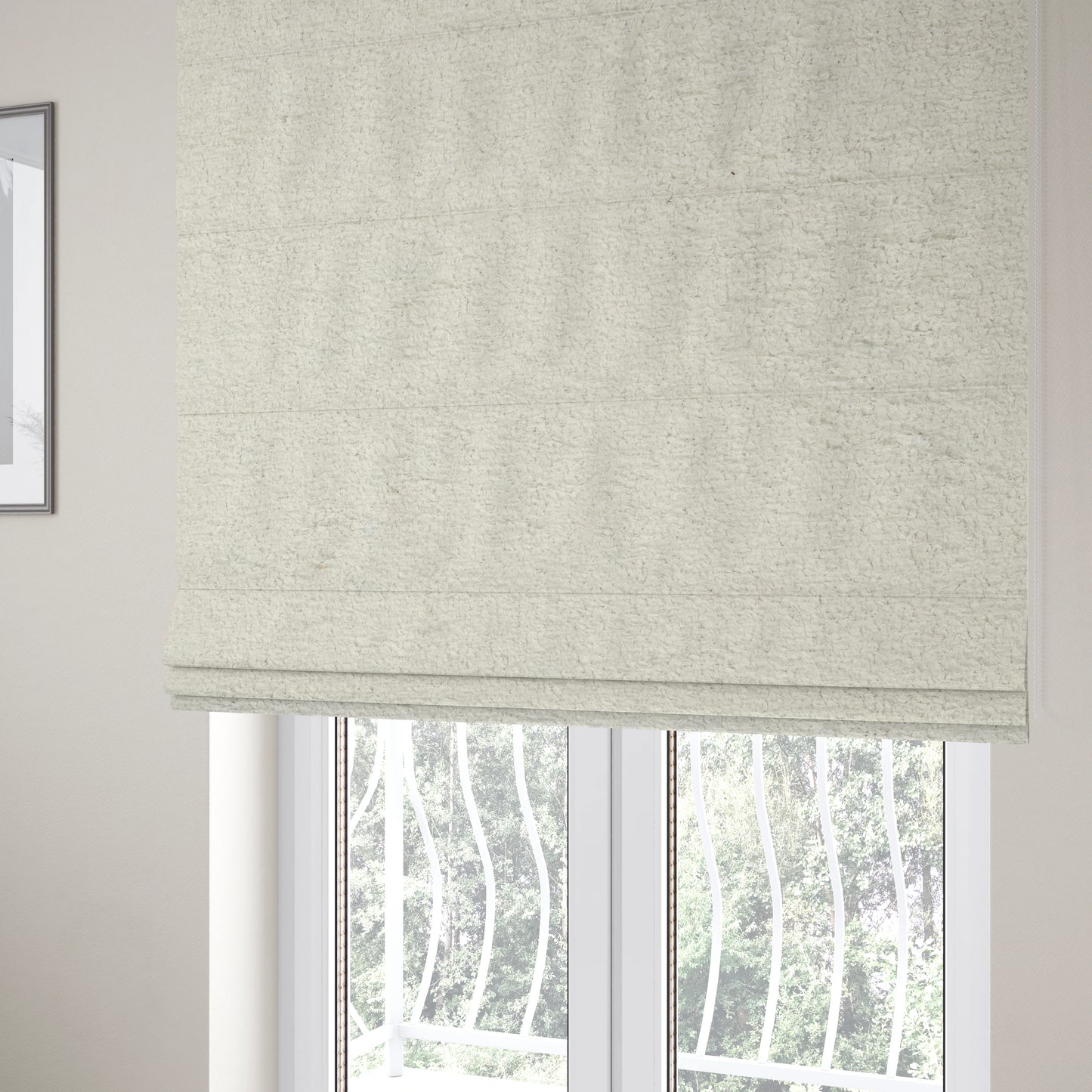 Berlin Boucle Textured Chenille White Colour Upholstery Fabric CTR-1939 - Roman Blinds