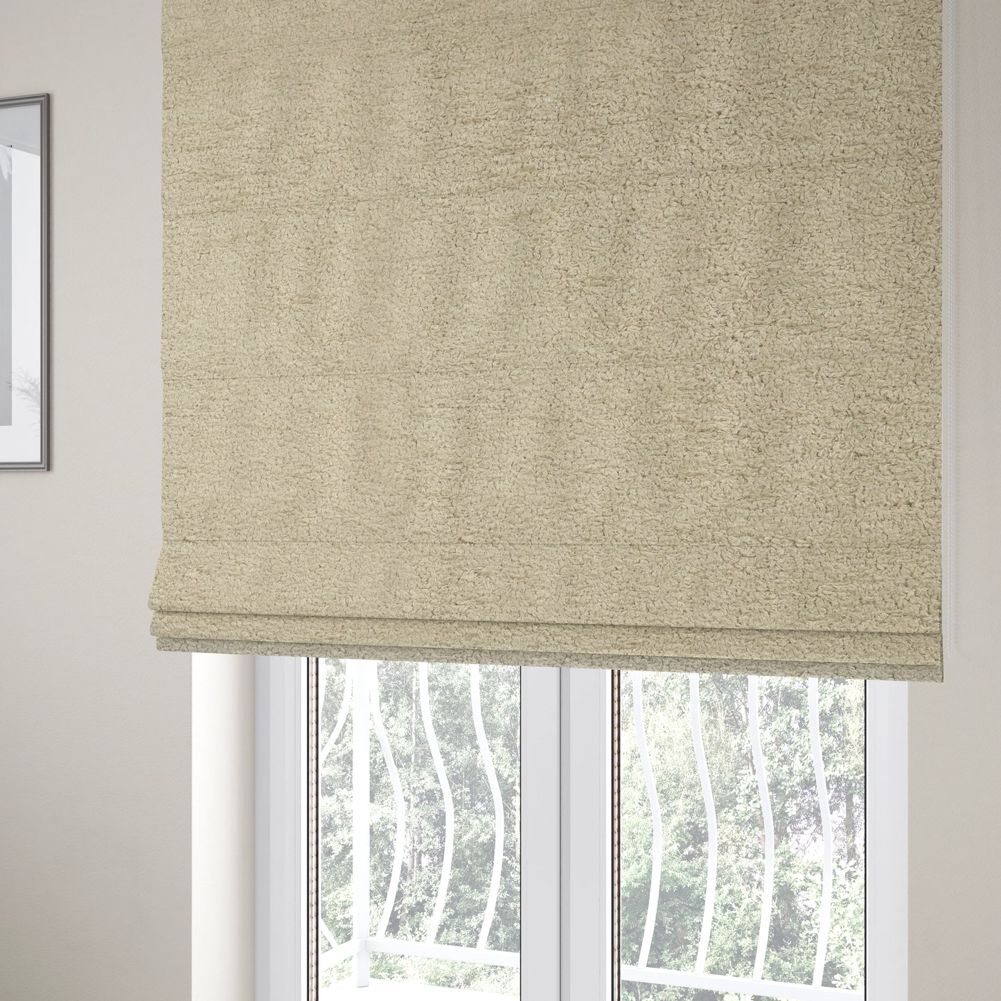 Berlin Boucle Textured Chenille Beige Colour Upholstery Fabric CTR-1940 - Roman Blinds