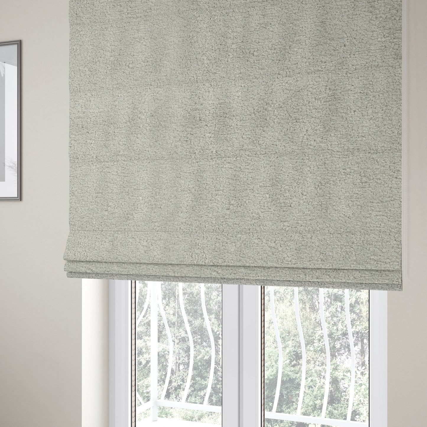 Berlin Boucle Textured Chenille Silver Colour Upholstery Fabric CTR-1941 - Roman Blinds