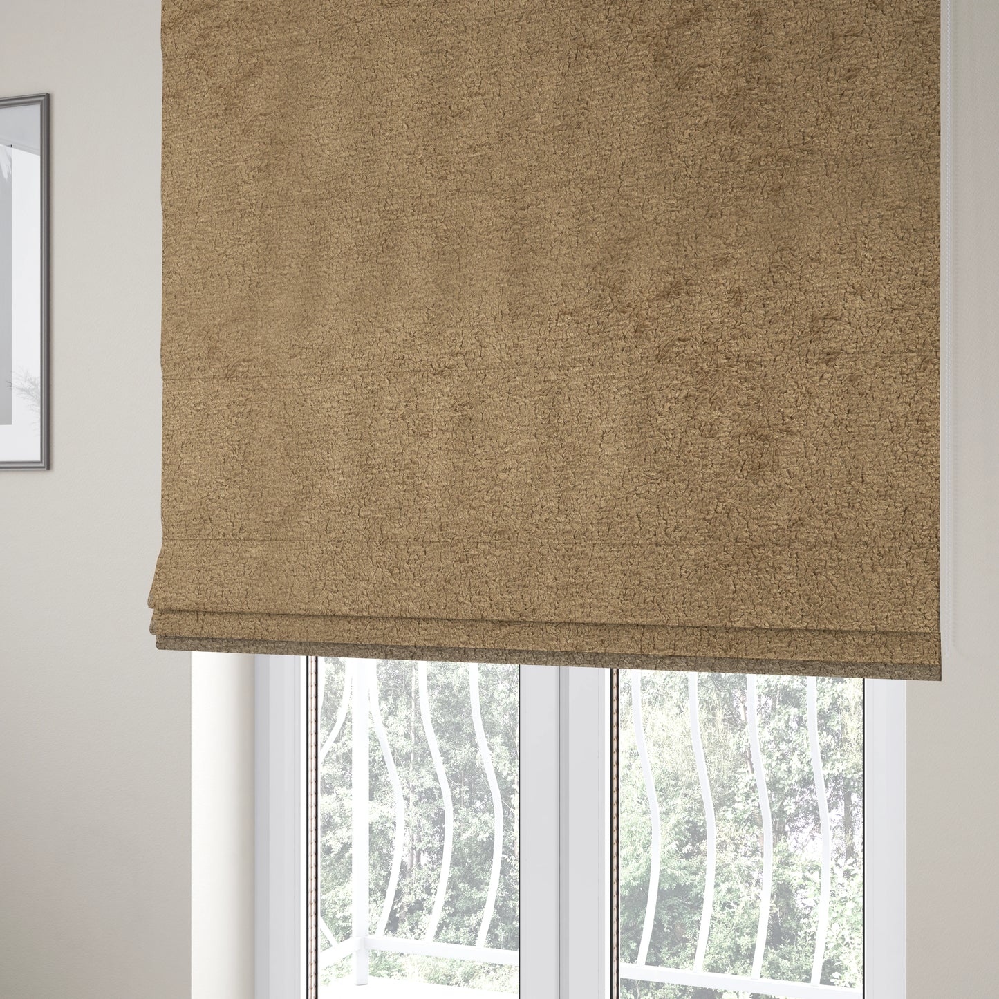 Berlin Boucle Textured Chenille Camel Brown Colour Upholstery Fabric CTR-1949 - Roman Blinds