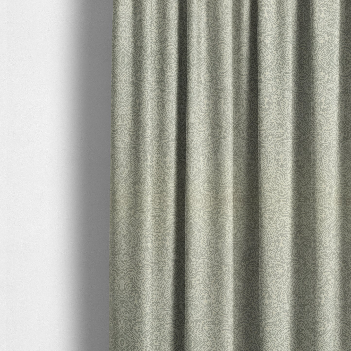 Zenith Collection In Smooth Chenille Finish Silver Colour Damask Pattern Upholstery Fabric CTR-195 - Made To Measure Curtains