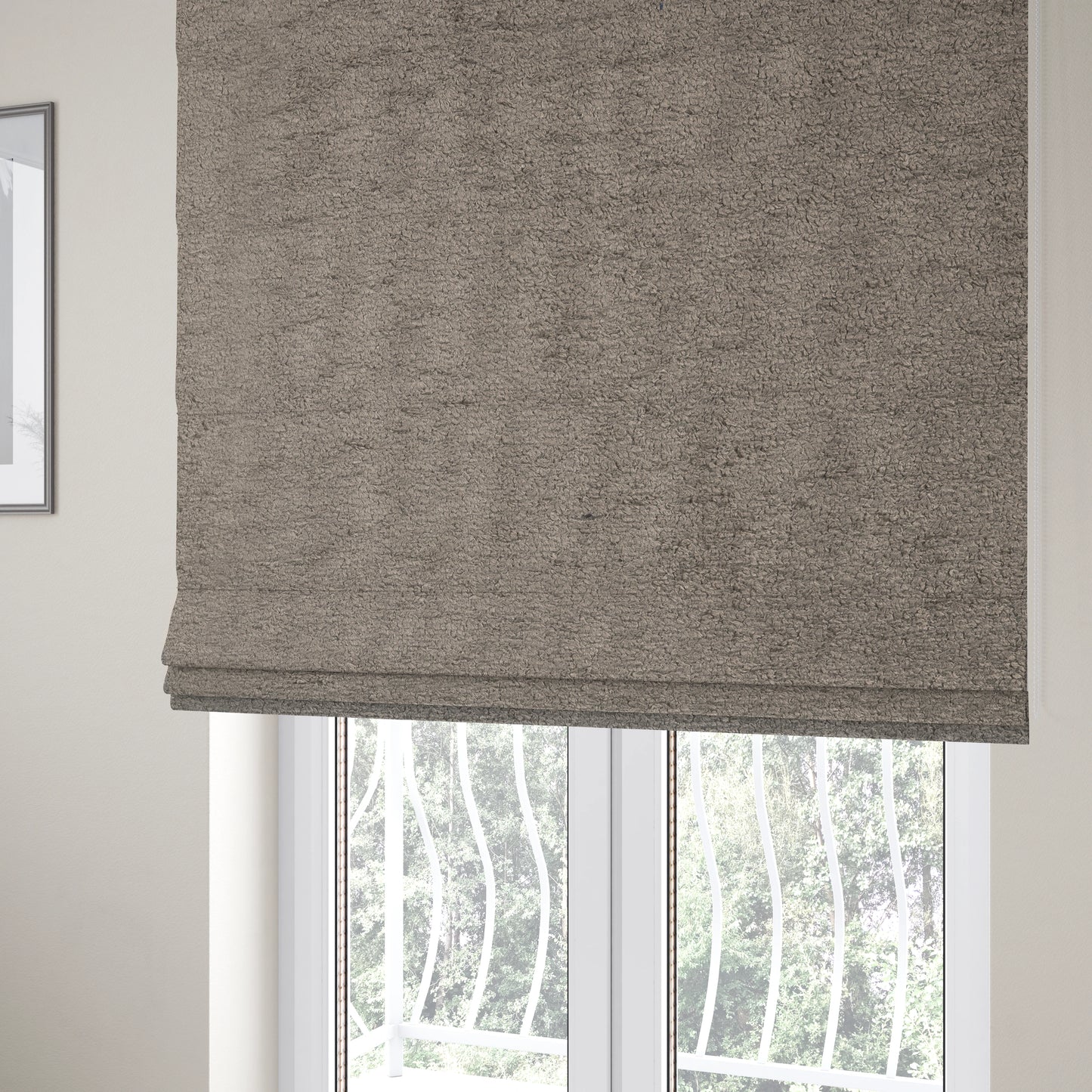 Berlin Boucle Textured Chenille Light Brown Colour Upholstery Fabric CTR-1950 - Roman Blinds