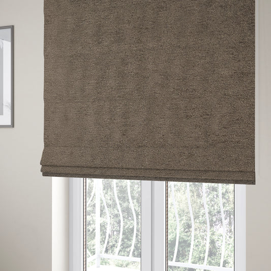 Berlin Boucle Textured Chenille Oak Brown Colour Upholstery Fabric CTR-1954 - Roman Blinds