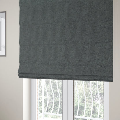 Berlin Boucle Textured Chenille Charcoal Grey Colour Upholstery Fabric CTR-1956 - Roman Blinds