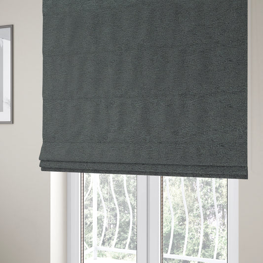 Berlin Boucle Textured Chenille Charcoal Grey Colour Upholstery Fabric CTR-1956 - Roman Blinds