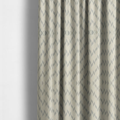 Zenith Collection In Smooth Chenille Finish Silver Colour Geometric Pattern Upholstery Fabric CTR-196 - Made To Measure Curtains