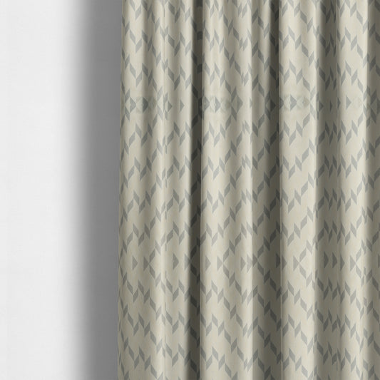 Zenith Collection In Smooth Chenille Finish Silver Colour Geometric Pattern Upholstery Fabric CTR-196 - Made To Measure Curtains