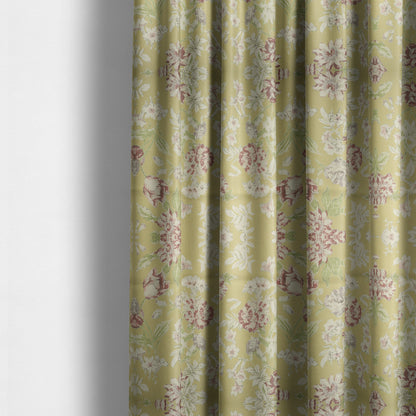 Alnwick Floral Printed Yellow Colour Print Upholstery Fabric CTR-1964 - Made To Measure Curtains