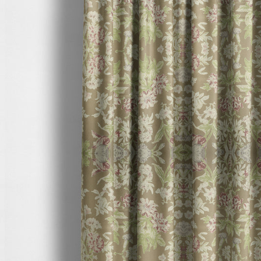 Alnwick Floral Printed Brown Colour Print Upholstery Fabric CTR-1966 - Made To Measure Curtains