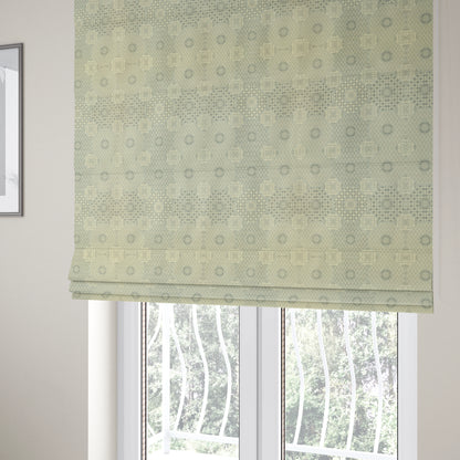 Zenith Collection In Smooth Chenille Finish Silver Colour Patchwork Pattern Upholstery Fabric CTR-197 - Roman Blinds