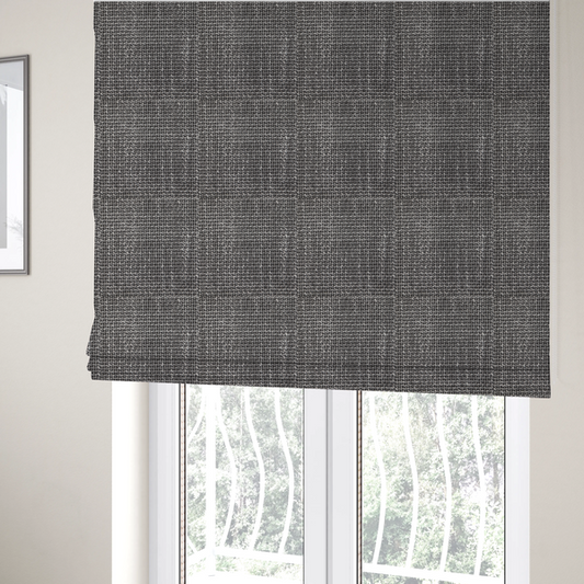 Alabama Durable Woven Hopsack Upholstery Fabric Dark Grey Colour CTR-1975 - Roman Blinds