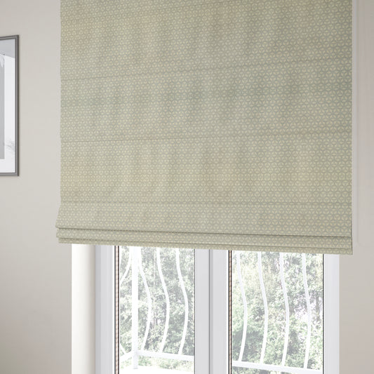 Zenith Collection In Smooth Chenille Finish Silver Colour 3D Cube Geometric Pattern Upholstery Fabric CTR-198 - Roman Blinds