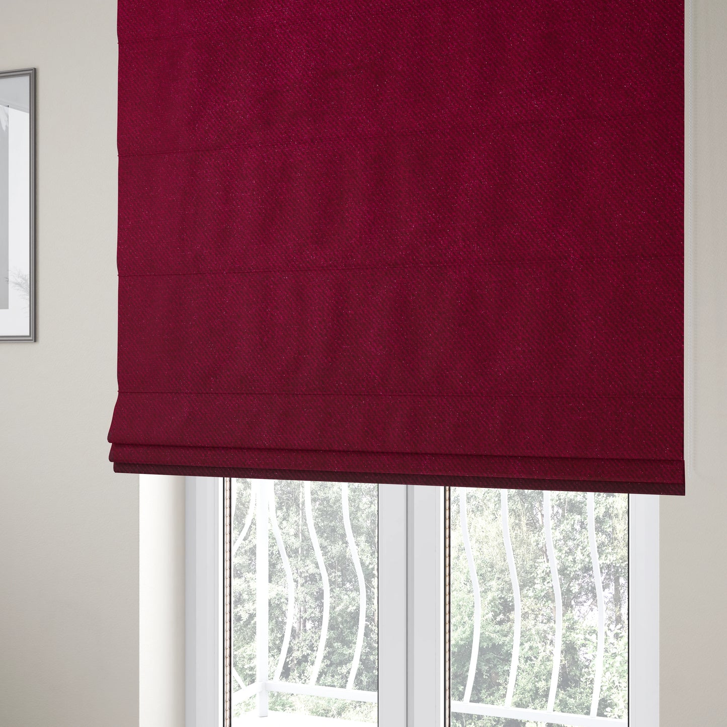 Muscat Plain Velvet Material Ruby Red Colour Upholstery Fabric CTR-1989 - Roman Blinds