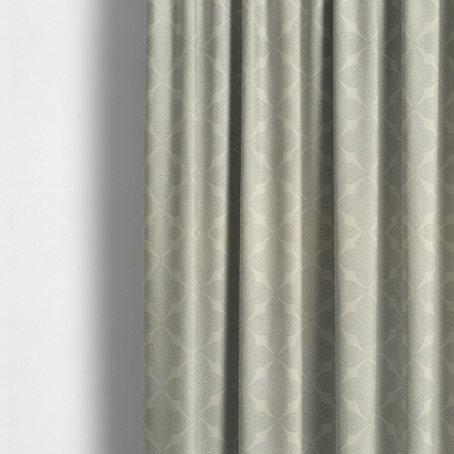 Zenith Collection In Smooth Chenille Finish Silver Colour Medallion Pattern Upholstery Fabric CTR-199 - Made To Measure Curtains