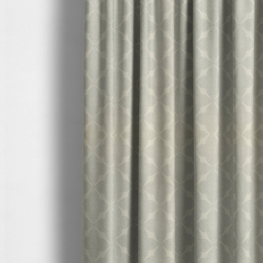 Zenith Collection In Smooth Chenille Finish Silver Colour Medallion Pattern Upholstery Fabric CTR-199 - Made To Measure Curtains